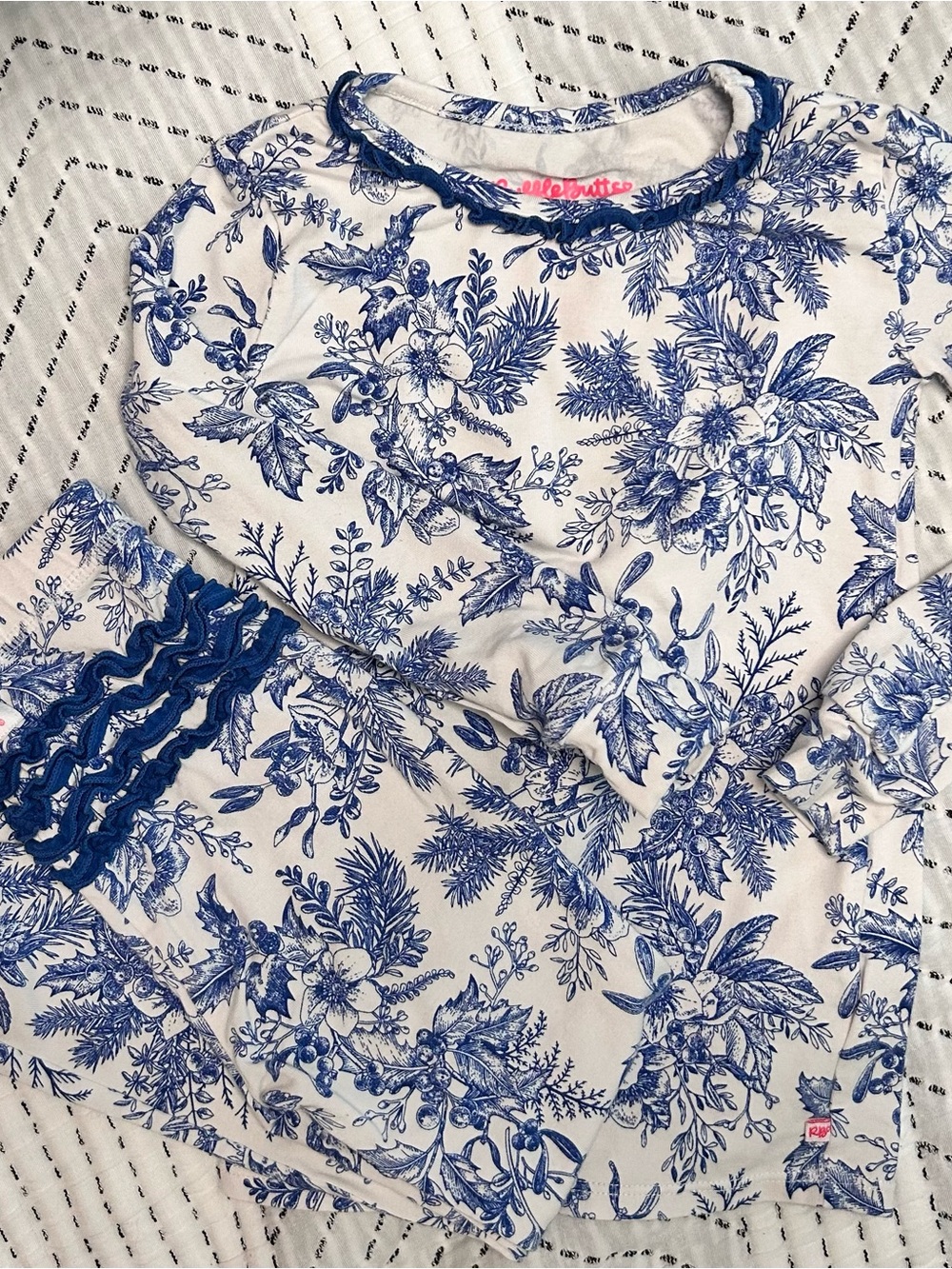 Ruffle Butts Blue & White Floral Long Sleeve Tee